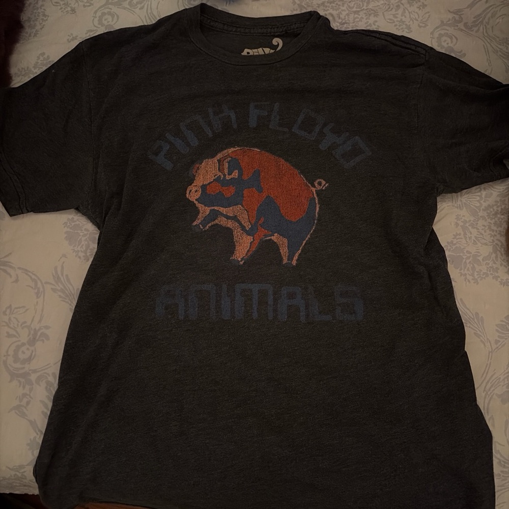 VINTAGE Pink Floyd Dark Gray Tee with Blue and Rust Pig Graphic